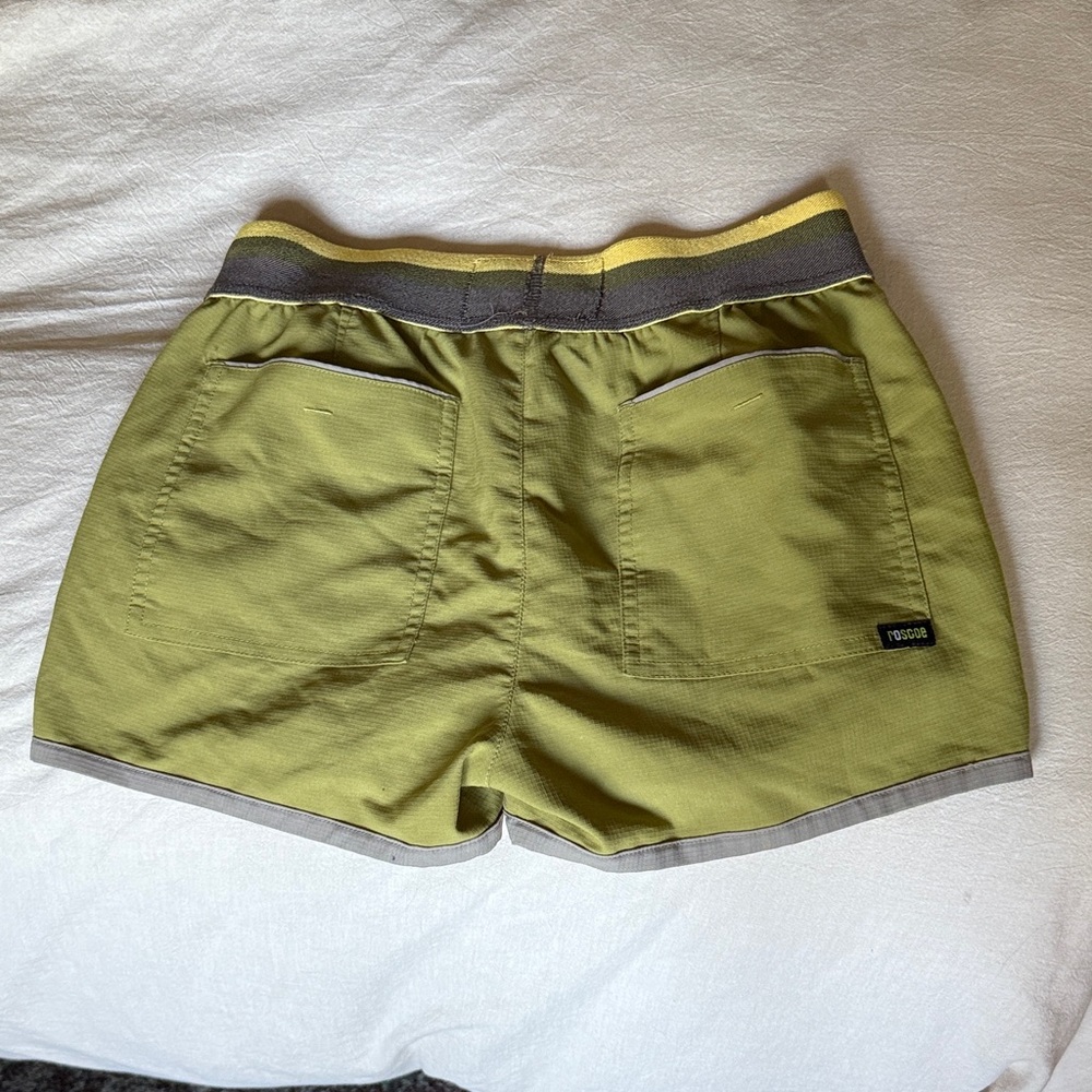 Roscoe Olive Green Women's Shorts with Yellow Accents - Picture 3 of 5